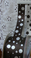 BROWN SILVER PEARL Random Spots Embroidered 100% Poly 5 Met 23mm W Cherry BLD14