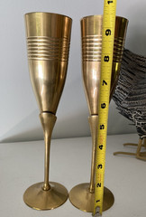 Two Vintage 1970’s Solid Brass Champagne Flutes Perfect for a Bride and Groom