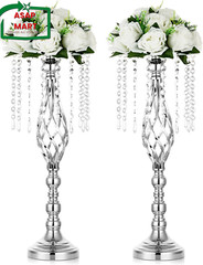 Nuptio 2 Pcs Silver Wedding Centerpieces Flower Stand, 21.7In/55Cm Height Weddin