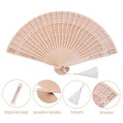 Sepwedd Set of 50pcs Sandalwood Fan Baby Shower Party Favors with Organza Bag…