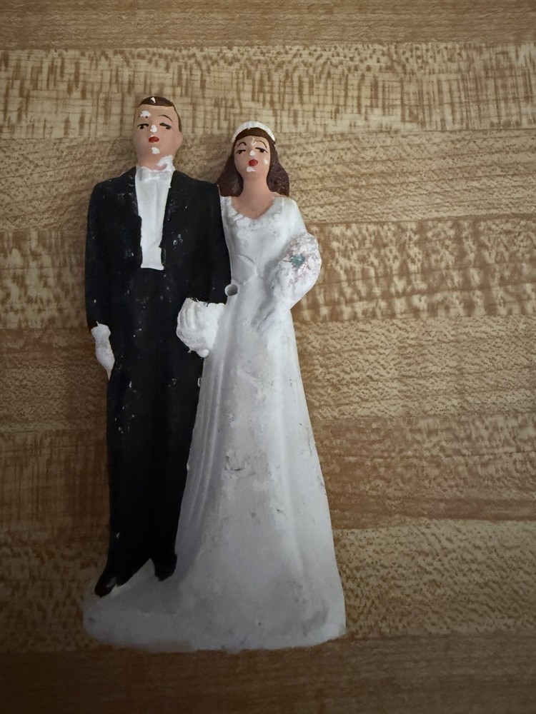 Antique Wedding Chalkware Cake Topper 1950s