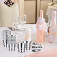 96 Set Wedding Planning Favors for Guests 1.5 oz Stainless Steel Shot Glasses
