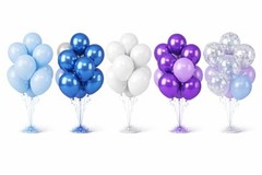 Balloon Bouquet Kit, 50 Pack Assorted Latex Metallic Blue Lavender White