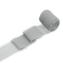 1 Roll Chiffon Ribbon, 1.5 Inch x 5 Yard Silk Ribbon, Grey