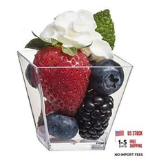 100 Ct Elegant Square Mini Cube 2oz Clear Tasting Sample 100 Count (Pack of 1)