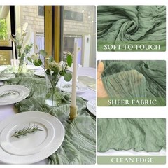 3 Pack Cheesecloth Table Runner 10FT 120 Inches Green 10ft x 3pcs Sage Green