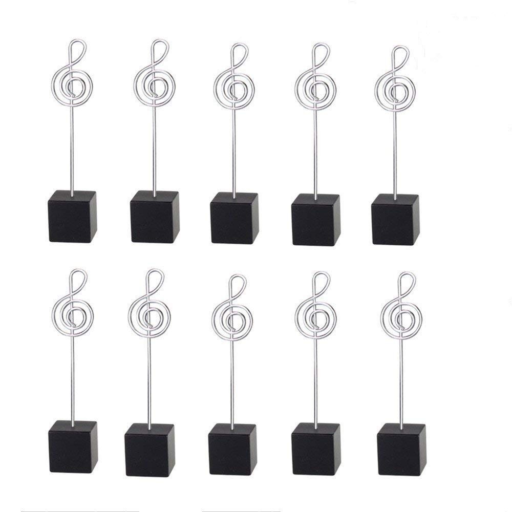 10pcs Music Shape Table Number Holder Name Place Card Memo Clip Balck