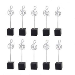 10pcs Music Shape Table Number Holder Name Place Card Memo Clip Balck