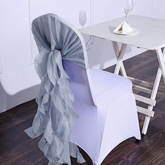 50 pcs Chiffon Curly Chair Sashes Wedding Party Reception Dinner Decorations