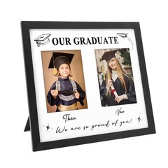 GraduatePro Then and Now Graduation Picture Frame for 2 Photos, HD Real Glass…