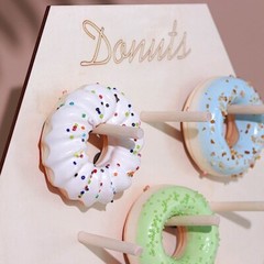 13″ NATURAL Donut Wall Hexagon Wooden Board DESSERT HOLDER Party Decorations