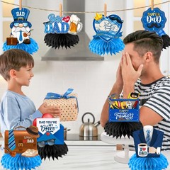 Fathers Day Decorations Honeycomb,12pcs Double Sided Fathers Day Centerpieces…