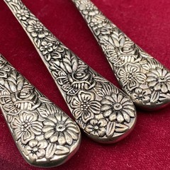 Goodinger Silver Art Floral Cake Pie Server Set 3pc Velvet Box