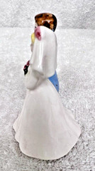 Norcrest Bone China Miniature Bride and Groom 2 3/4 Inches Tall Blonde Blue Suit