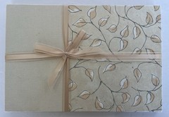 Rag & Bone Bindery Handbound Guest Book Leaf Vine Pattern Cream Linen 20 Pages