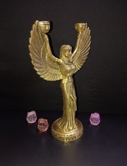 Egyptian Queen Flambeau Lamp Idol Brass Goddess Patio Room Candle Holder CA845