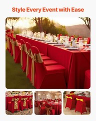 VEVOR 50PCS Red Stretch Spandex Folding Chair Covers for Wedding Party Dining