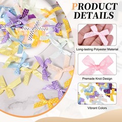 50Pcs Mini Ribbon Bows 2″ Tiny Bows with Polka Dots for Crafts Light Pink