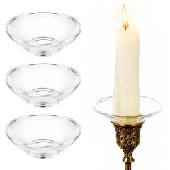 Glass Bobeches for Candlestick Holders, 3 Pcs 7×2.2 cm/2.76×0.86 in, Clear