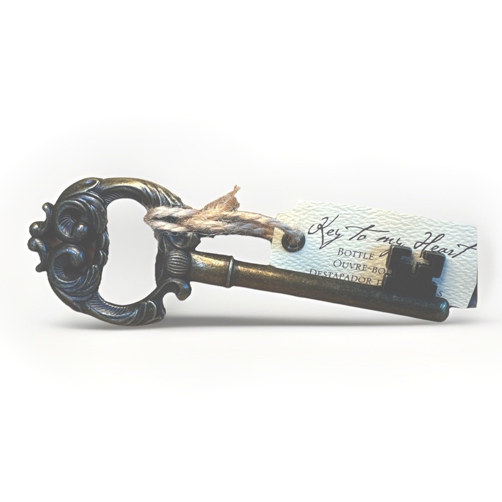 Kate Aspen Skeleton Key To My Heart Bottle Opener Brass Gold-Vintage Look