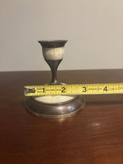 Vintage Stick Candle Holder Brass Mother of Pearl Inlay 3″ High ~ Made In India