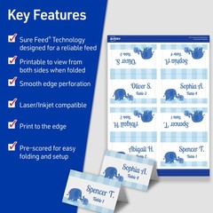 PRINTABLE TENT CARDS with Sure Feed Technology 2″x3.5″ Matte White 2-Pack AVERY