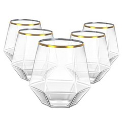 40pcs Plastic Wine Glasses with Gold Rim, 12oz Clear Disposable Wine Cups for