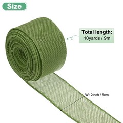 Burlap Ribbon, 2″ x 10 Yards Burlap Wired Edge Ribbon [Olive Green]