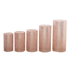 5 BLUSH Geometric Sequins Cylinder Display STAND COVERS Set Party Decorations