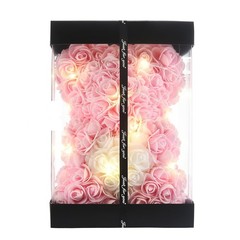 Rose Flower Bear-Hand Made Rose Teddy Bear,Best Artificial Light Pink