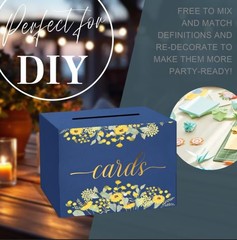 Navy Blue Wedding Card Box Holder Gold Foil For Reception Graduation Voting