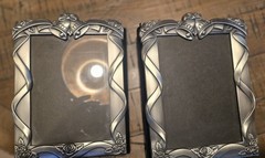 Set 2 Two Matching Pewter Silver Wedding Albums 4×6 80 Pics Each Velvet Binding