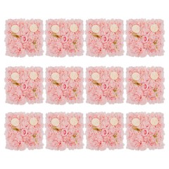 3D Flower Wall Panel-12pcs Artificial Flower Wall Background Silk Rose Wedding
