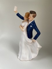 Selfie Taking Bride And Groom Wedding Cake Topper, 7” Tall, READ Description