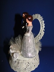 New 25th Wedding Anniversary Couple Caketopper with Bride & Groom in Silver #29