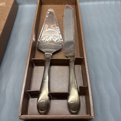 Copper Rose Gold Cake Knife and Server Set, Cake Server Set with Serrated Blade