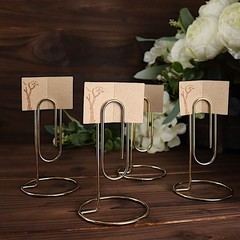 GOLD 5 Sign Holders 5″ Paperclip Metal Table Number STANDS Party Decorations