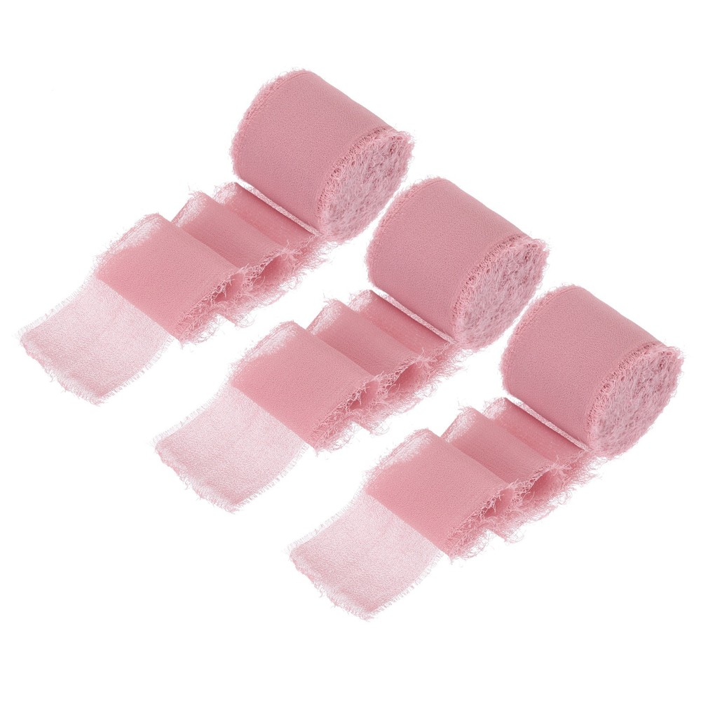 Chiffon Ribbon, 1.5″x7 Yard Silk Dusty Rose Tulle Satin Fabric Ribbon,3pcs