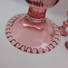 4 Pcs VTG Champagne Flutes, 5 oz Pink Goblet Champagne Glasses, Hobnail Drin..