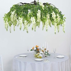 55″ CREAM GREEN Silk Wisteria Vine Hanging Artificial FLOWER Chandelier Party