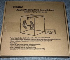Cecolic Acrylic Wedding Card Box W/ Lock , Size 9.8 In X 9.3 X 10 In