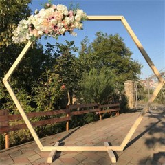Hexagon Wedding Arch Backdrop Stand Flower Balloon Road Lead Archway Decorative