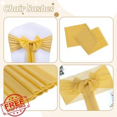MDS Gold Chair Sashes Bows 50 pcs