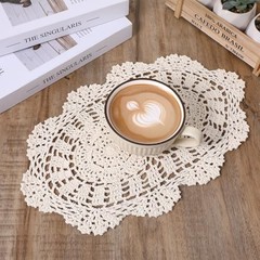 2 PCS Crochet Table Doilies, Elegant Lace Placemats for Furniture, Oval Lace