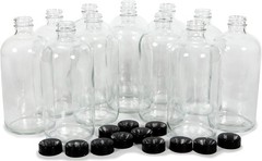 Vivaplex, 12, Clear, 16 oz Glass Bottles, with 12 Count (Pack of 1), White