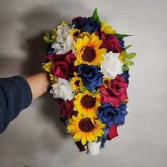 Burgundy Navy Blue White Sunflower Bridal Wedding Bouquet Accessories