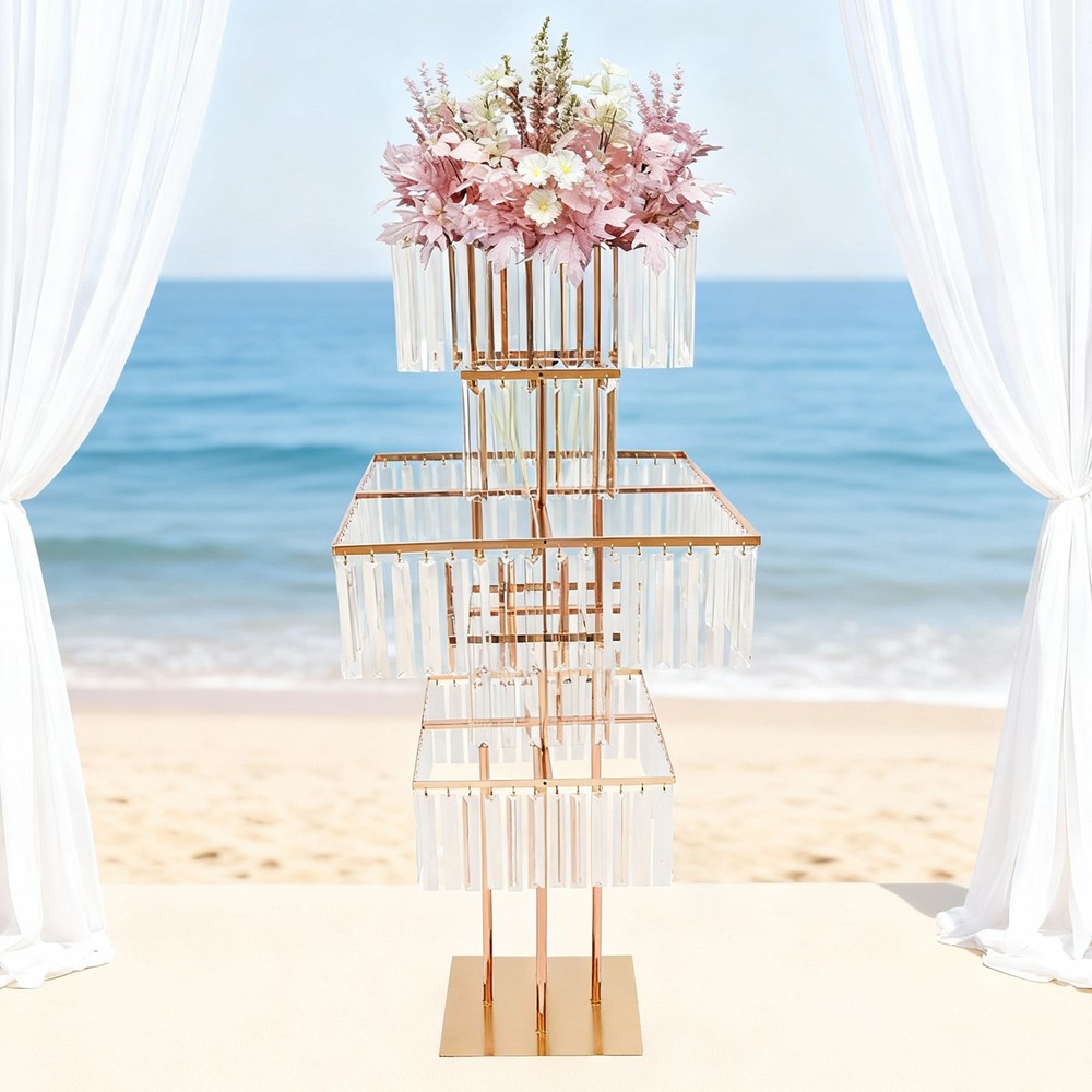 5-Tier Flower Stand Square Flower Vase Stand for Wedding Birthday Party Events