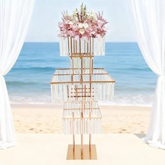 5-Tier Flower Stand Square Flower Vase Stand for Wedding Birthday Party Events