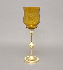 Candle Holder Brass Mother of Pearl Inlay Round 8″-9″-10″High Set of 3