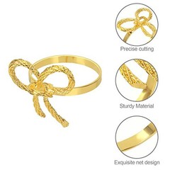 Pack of Napkin Rings Alloy Hollow Out Flower Napkin Holder Dinning Table 6 gold